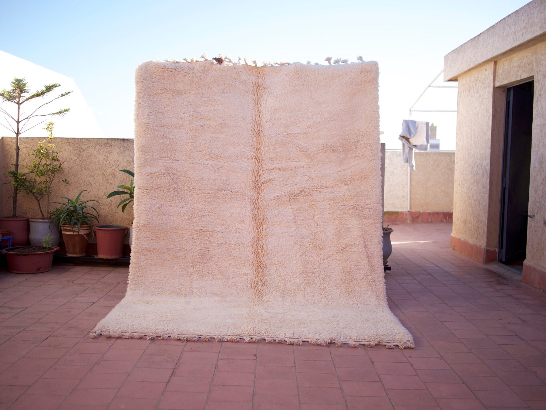 Beni Ourain original berber Teppich  weißer Teppich aus natur Wolle ca. 200 x 300 cm    