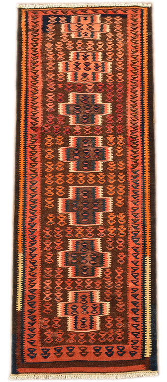  Vintage Teppich Läufer KL 16- 170 x 58 cm feine Handweberei